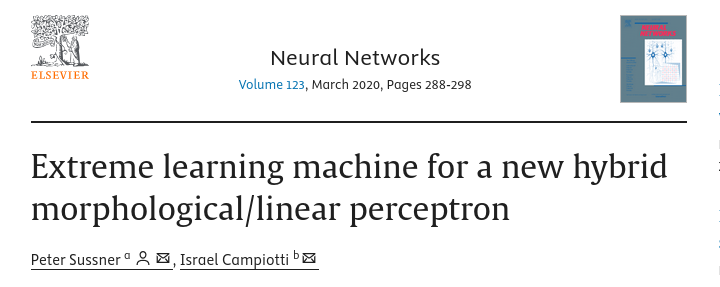 Extreme learning machine for a new hybrid morphological/linear perceptron